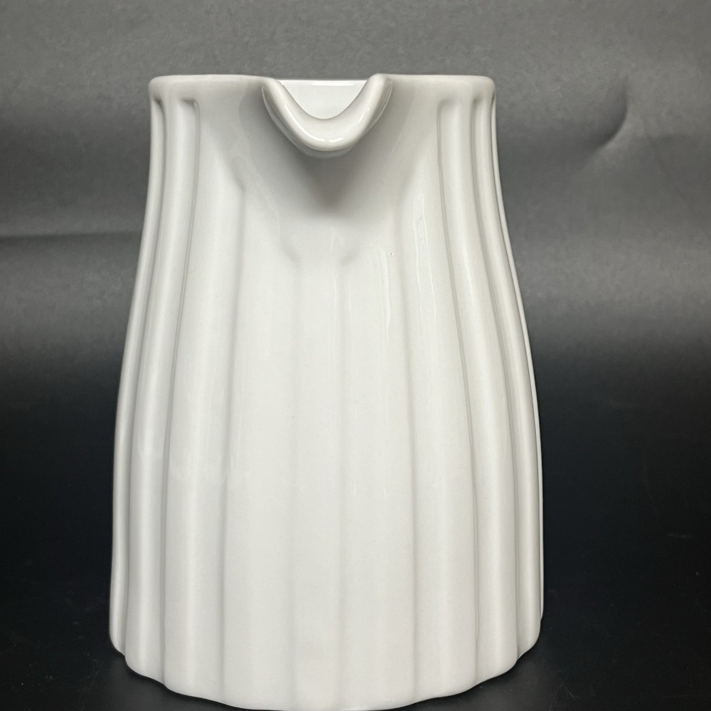 Crate & Barrel White Ribbed Design 3.75" Pitcher‎ Creamer Mini - Picture 2 of 5